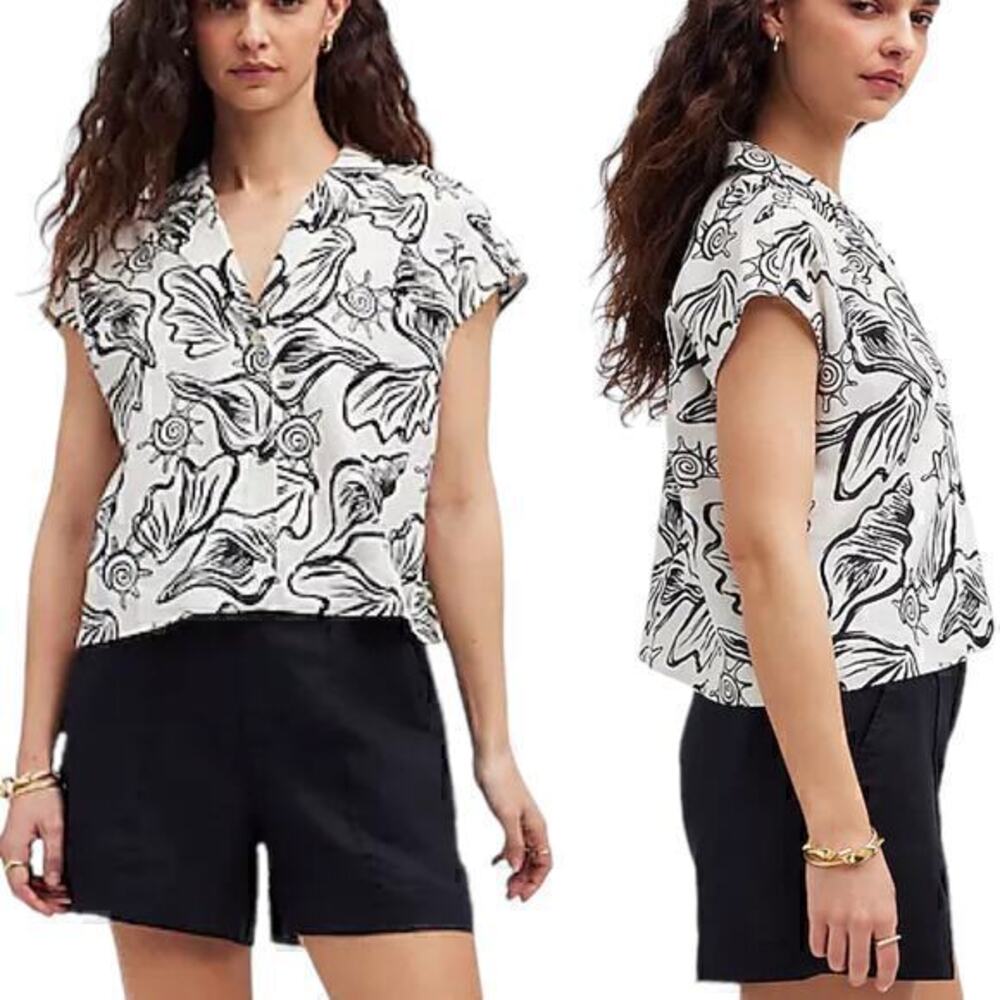Madewell Black and White Floral Top